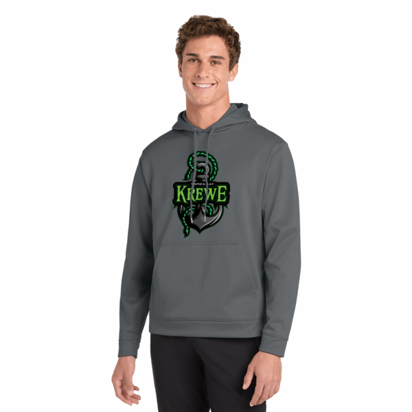 SanMar F244 SportTek Fleece Hooded Pullover, Krewe, DarkSmokeGrey