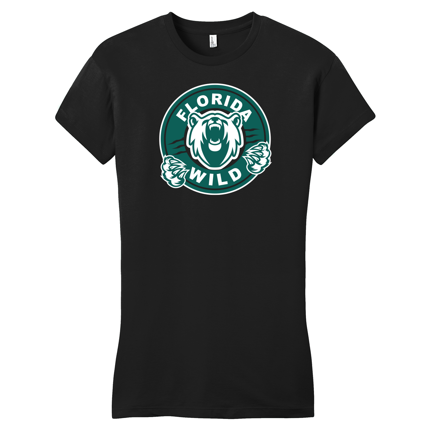 SAN_DT6001 District Womens Fitted Tee Florida Wild black Florida Wild women's fitted cotton tee, black