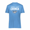 Crunch performance tee, distressed logo, Columbia blue