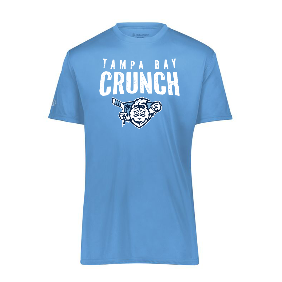 MOM_222818_performance tee Tampa Bay Crunch squeezed logo Columbia blue Crunch performance tee, distressed logo, Columbia blue