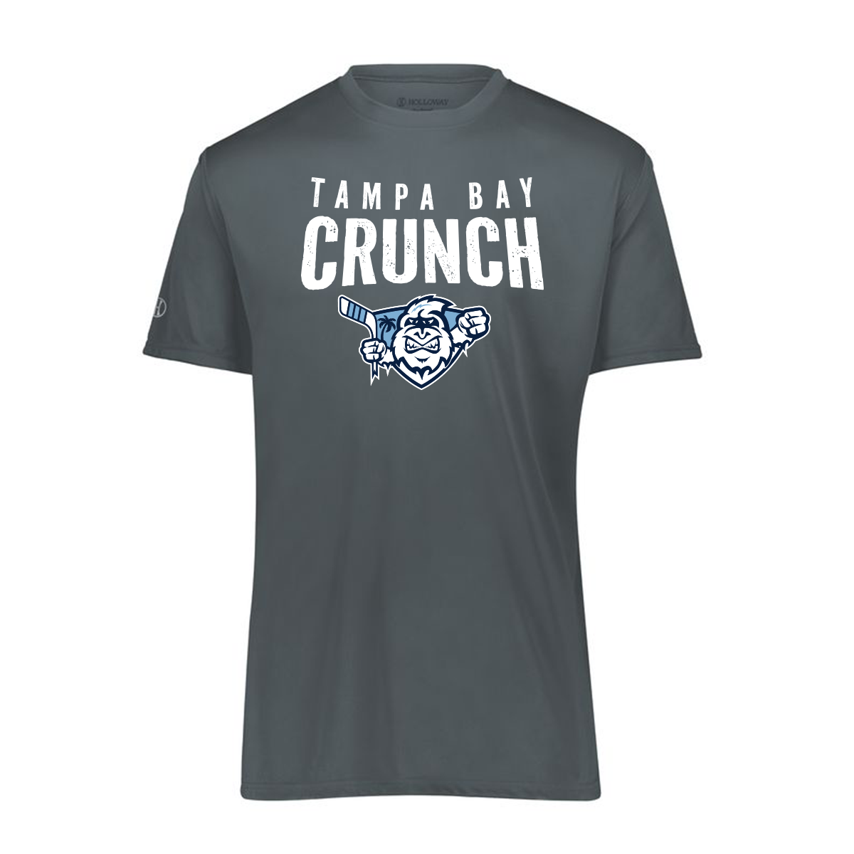 MOM_222818_performance tee Tampa Bay Crunch squeezed logo graphite Crunch performance tee, distressed logo, graphite