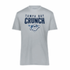 Crunch performance tee, distressed logo, silver