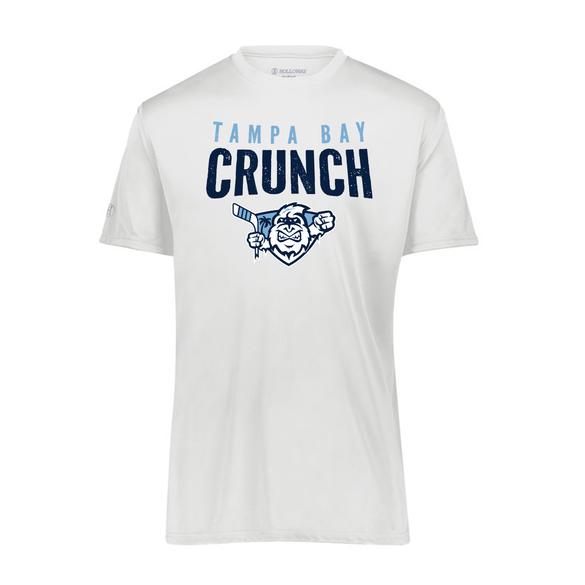 MOM_222818_performance tee Tampa Bay Crunch squeezed logo white Crunch performance tee, distressed logo, white