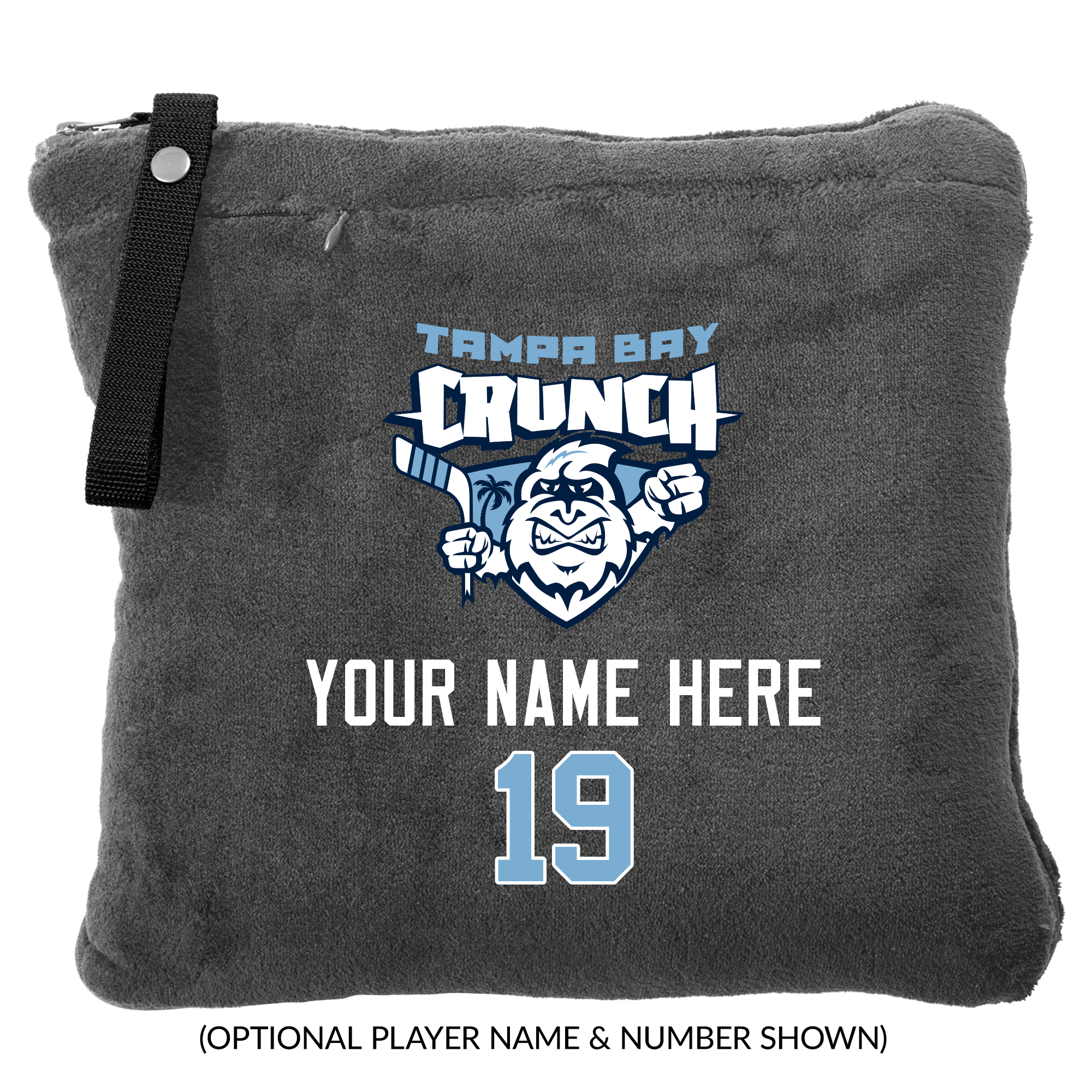 Crunch packable travel blanket, customized, deep smoke