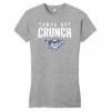 Crunch fitted women's tee, distressed logo, light heather grey
