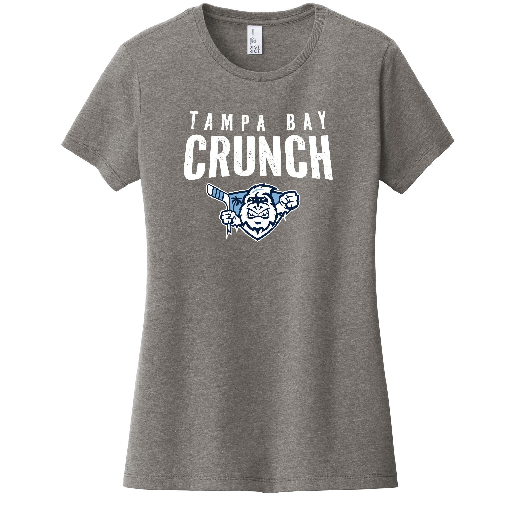 SAN_DT6002 District Womens Tee Crunch distressed logo grey frost Crunch women's tee, distressed logo, grey frost