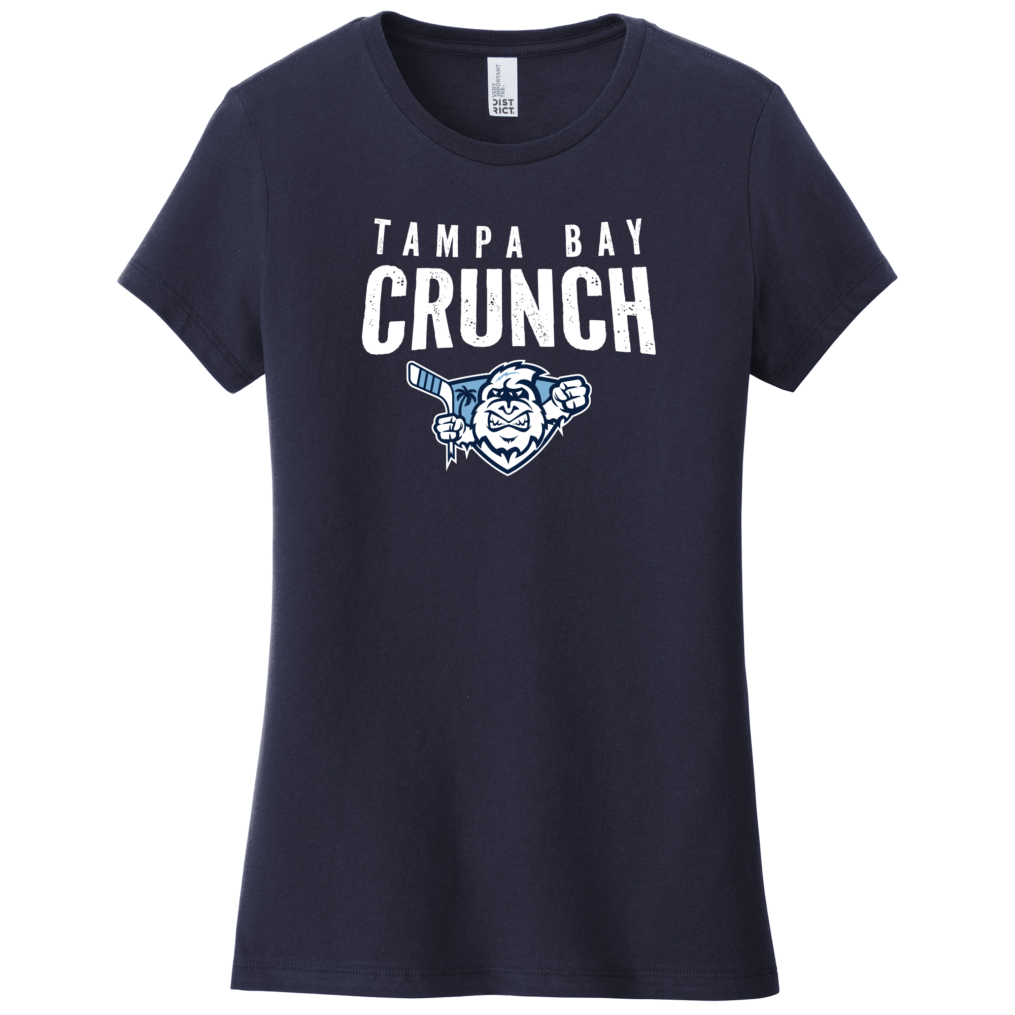 SAN_DT6002 District Womens Tee Crunch distressed logo new navy Crunch women's tee, distressed logo, new navy