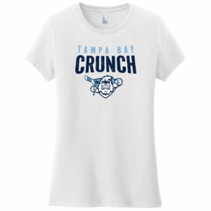 Crunch women's tee, distressed logo, white
