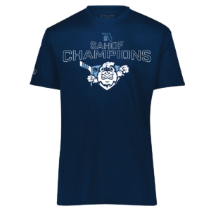 Crunch performance tee, 2026 SAHOF Champions logo, navy