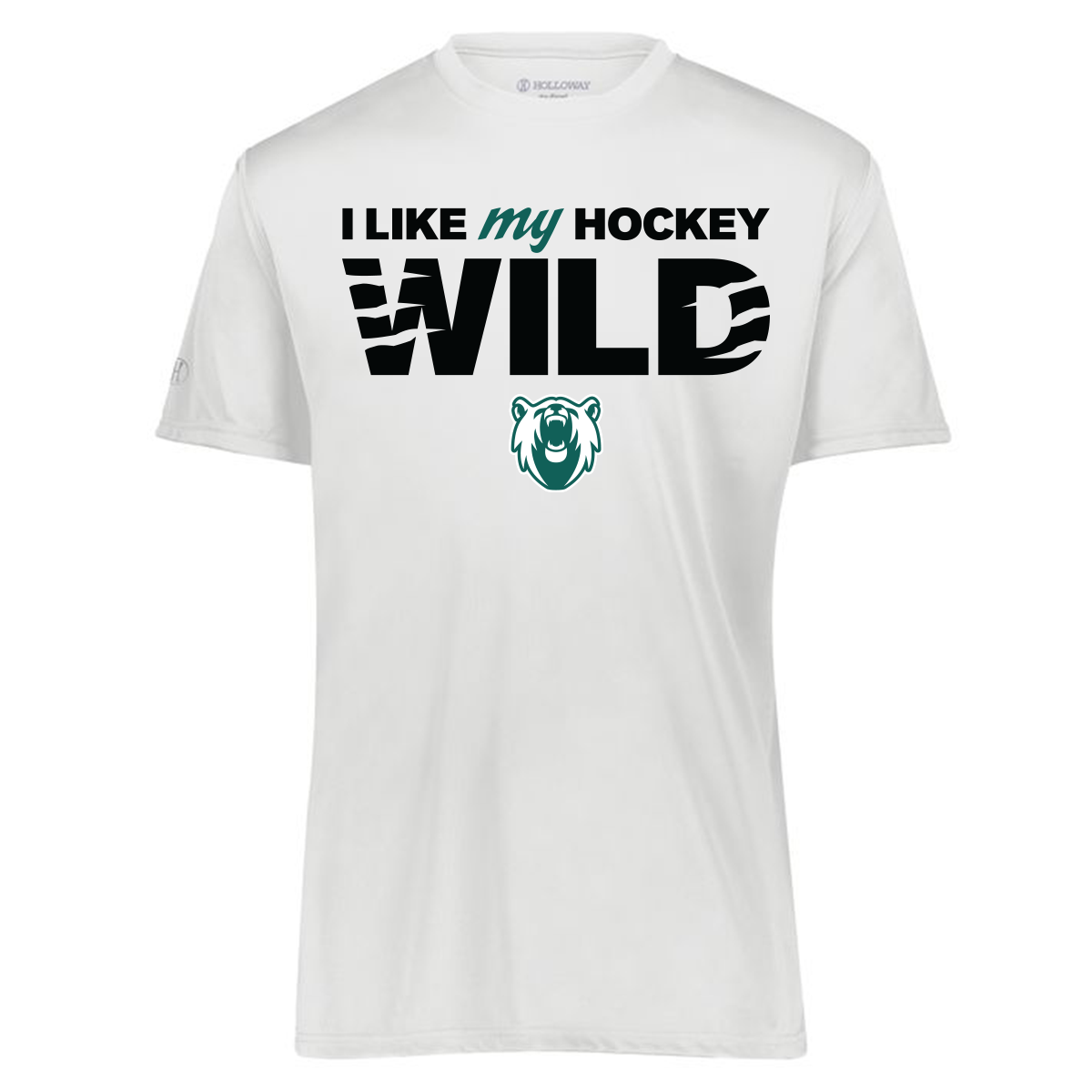 Florida Wild performance tee, "hockey wild" logo, white