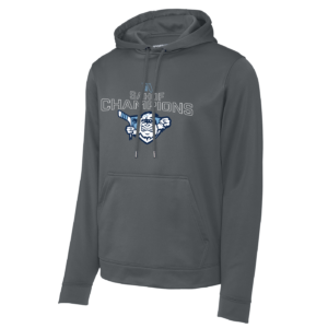 Crunch performance hoodie, 2026 SAHOF Champions logo, dark smoke grey